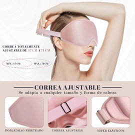 Antifaz para Dormir 3D para Mujeres Rosa, Máscara 3D de Espuma con Contorno, Oscuridad Total, Ultra Suave y Cómoda con Correa Ajustable, Ideal para Viajes, Siestas y Trabajadore