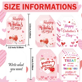 SMARSTICKER Valentines Gift Tags with String 3.5x2.2 inch Pink Happy Valentine's Day Presents Tags Valentine's Day to from Name Gift Tags for Valentine Gift Wrap 100pcs