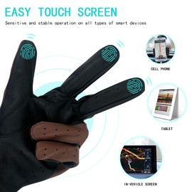ZLUXURQ Mens Italian Design Soft And Thin Excellent Lambskin Leather Touchscreen Driving Gloves