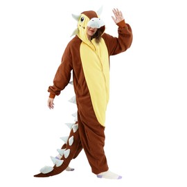 Animal Ankylosaurus Onesie Pajamas Adult Dinosaur Cosplay Costume One Piece Jumpsuit for Women and Men