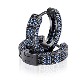 HELLOICE Hoop Earrings for Men Iced Out Cubic Zirconia Huggie Cartilage Cuff Diamond Hypoallergenic 18k Gold Plated Round Circle Earrings Hoop Earrings 5A CZ Stones Lightweight for Men