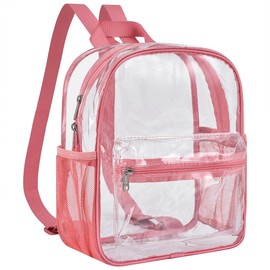 MAY TREE Clear Backpack for Stadium Events, 12x11x4.5 Inch Small Clear Backpack for Concert Festival Sports Outdoor - Pink