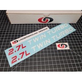 2.7L Twin Turbo Decal Ecoboost Hood Stickers Select Color: (Gloss White & Red, 0.75" x 11.5")