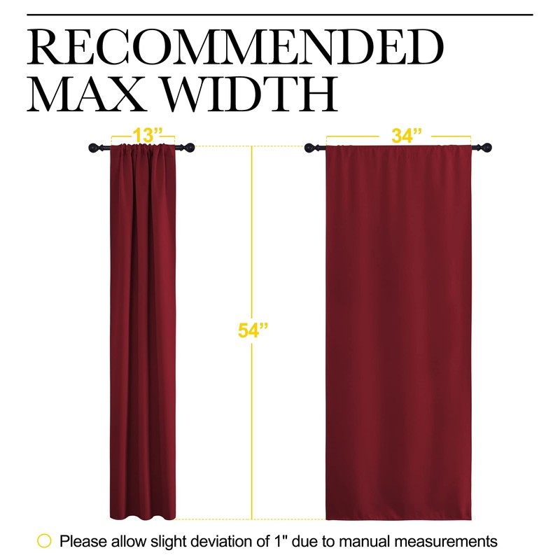 NICETOWN - Cortinas Opacas con Bolsillo para cortinero (Rojo, 1