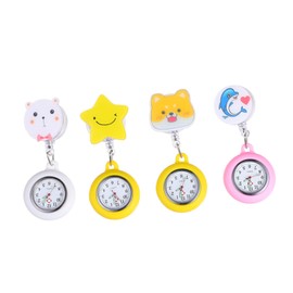 Baluue 4pcs Stretchable Cartoon Nurse Fob Watch Durable Design Easy to Wear Nursing Watch for Medical Staff Students Fun Practical