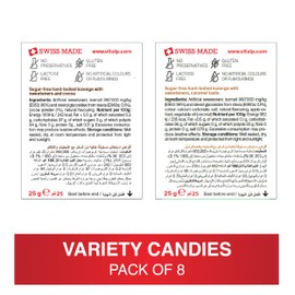 Vitalp Taste, Swiss Made, Sugar Free Hard Candy with Stevia, Vegan, Variety Pack, 4 Boxes Each of Creamy Caramel and Chocolate Crisp Flavors, 25g/0.88 Ounce Packs, 8 Boxes Total