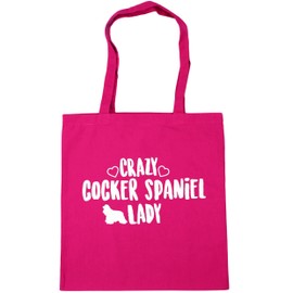 Hippowarehouse Crazy cocker spaniel lady dog Tote Shopping Gym Beach Bag 42cm x38cm, 10 litres