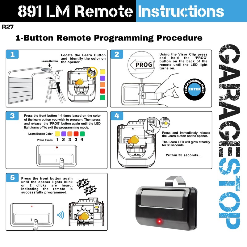2X for 891LM Chamberlain Craftsman Liftmaster Garage Door Opener Remote