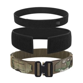 KRYDEX Tactical Battle Belt 2 Inch Quick Release MOLLE Range With Inner and Padded Anti-Slip Pad (Upgraded MC, L)