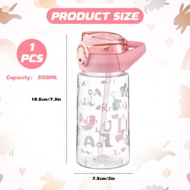 PLUSHCEWT Kids Water Bottles 500 ml/17.6 oz Kids Water Bottle With Straw Leak Proof Toddler Drinks Bottle for School Easy to Open Secure Lock Children's Bottle BPA free Sport Bottle for Girls Boys (A)