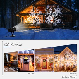 Christmas Projector Lights Outdoor, 2024 Newest Double-Head Rotating LED Snowflakes Projector, Waterproof Christmas Decoration Lights for Indoor Outdoor Garden Patio Party Holiday Landscape