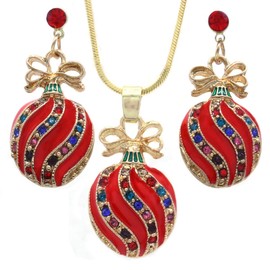 Soulbreezecollection Happy Colorful Christmas Tree Ornaments Earrings Hoop Dangle Drop Style (Red Set)