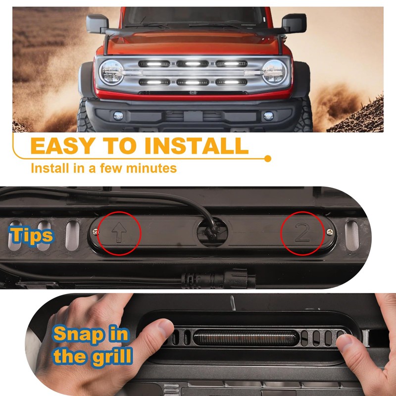 Grille Lights for Ford Bronco 2021-2025 2/4 Door Front Grill