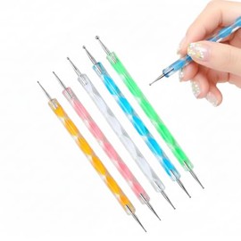 5 Piezas Juego de Herramientas de Punteado, Bolígrafo para Decoración de Uñas, Pintura DIY Design Nail Art 2 Way Dotting Pen Tool Nail Art Tip Dot Pai