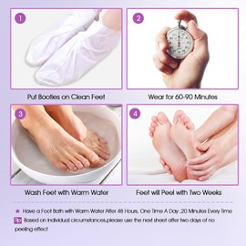 2 Pares de Mascarilla Exfoliante de Pies Eliminar la Piel Muerta, Máscara de Pie, Exfoliating Foot Mask and Hydrating Foot Peel Mask para Eliminar Callos, Esencia de Lavanda Cuidado de Los Pies Calcetines
