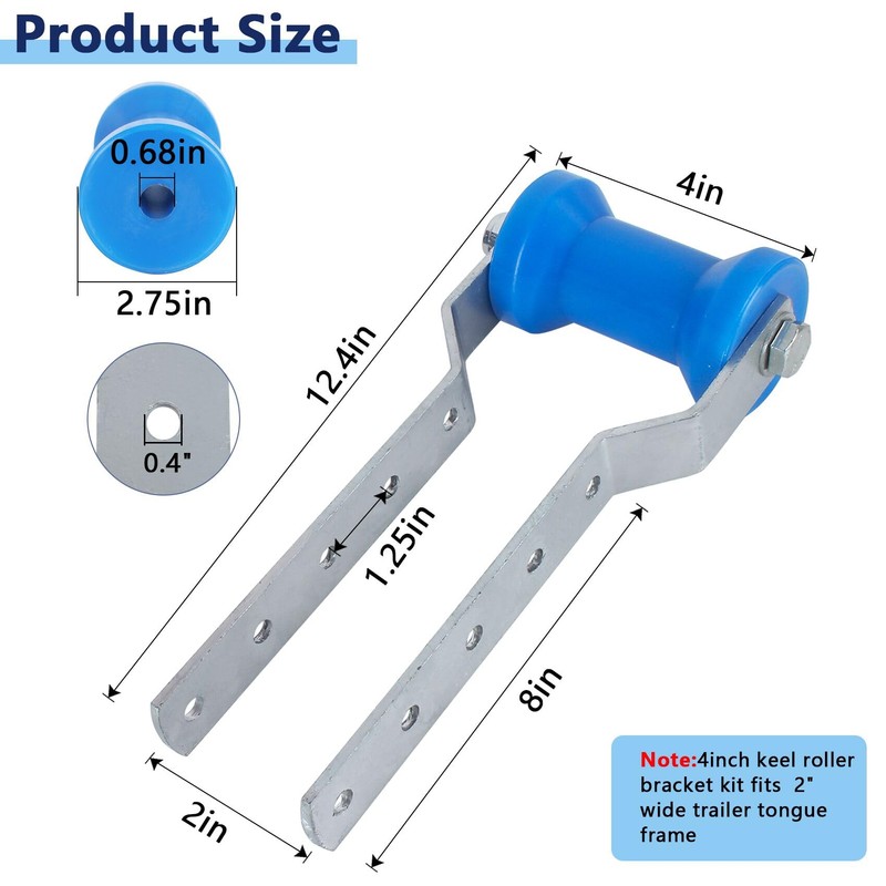 BALAVA 4inch Adjustable Keel Roller Assembly, Boat Trailer Rollers with