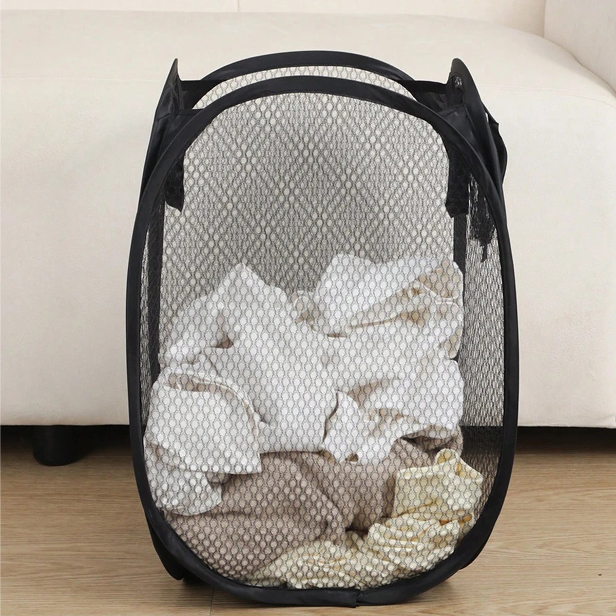 Folding Dirty Laundry Sorting Basket – Collapsible Hamper with Frame for Bathroom