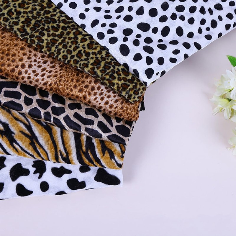 Wisafory Leopard Print Fabric 100 x 150 cm Velvet Patchwork