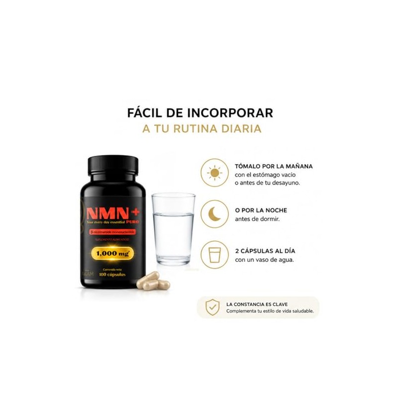 AKAM NMN 1000mg + Nicotinamide |Suplemento Vegano y Sin Gluten