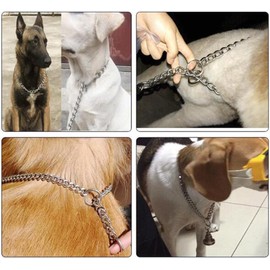 Chain Dog Choke Collars for Medium Dogs, Metal Slip Link Training Heavy Duty Dog Choker Collar Martingale Puppy Collars for XXS XS Small Medium Large Big XL Breed Dogs (Silver, M)