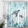 Mocsicka Sea Turtle Shower Curtain Teal Blue Ocean Beach Coastal