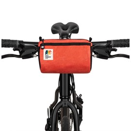 Oso Supply Co - Bike Handlebar Bag – Waxed Canvas Exterior with Quick-Access Waterproof Zipper, Side Mesh Pockets and Spacious Storage – Ideal for Cycling, Commuting and Adventure Rides (Red/Orange)
