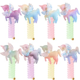 7Pcs Unicorn Colorful Telephone Wire Hair Bands for Girls Colorful Telephone Line Hair Bands Rainbow Hair Ties Hair Spiral Ponytail Holders for Girls (Randomly Colored Uniorn)