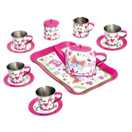 Bino world of toys Tea Set Toys for Toddlers Aged 3+ 14 Pieces Kids Toys Teapots Tea Cups Game Dishes Tea Party Role Play for Girls Colorful Design