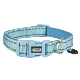 Petiry Reflective Nylon Dog Collar with Breathable Neoprene Padding,Adjustable for Medium Dogs.(Neck 13"-18.9",Sky Blue)