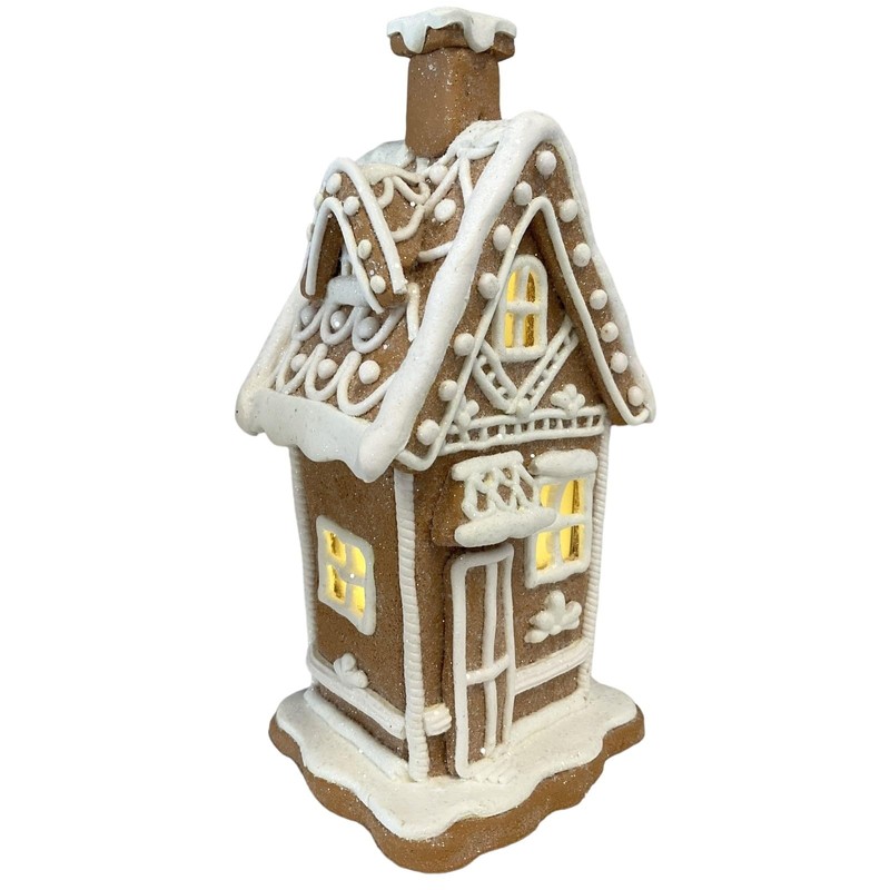 Gerson 7" H B/O Lighted Holiday Gingerbread House Set of
