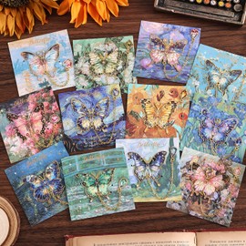 12 Pieces Metal Butterfly Bookmarks with Chain, Golden Hollow Bookmark Monet Van Gogh Oil Painting Theme Book Mark Bookmarks for Book Lovers Women Writers Readers Children Teens