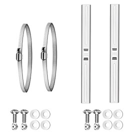 2 PCS Pole Mounting Kits, 304 Stainless Steel Brackets with Adjustable Hose Clamps for Indoor/Outdoor Waterproof Junction Box
