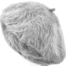 Women's Leopard and Solid Color French Beret Vintage Hat (Gray)