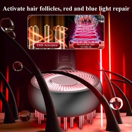 Horuili® Massagekamm für die Kopfhaut, Elektrischer Kopfhautmassagekamm mit Rotem Licht, Haaröl-Applikator, 2-in-1-Haar-Massagekamm, Kopfentspannung, Massage