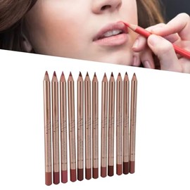 Juego de 12 Delineadores de Labios, Lápices de Labios Mate Suaves y Sedosos con Punta Fina para un Contorno Preciso, Lápiz Labial de Larga Duración Re