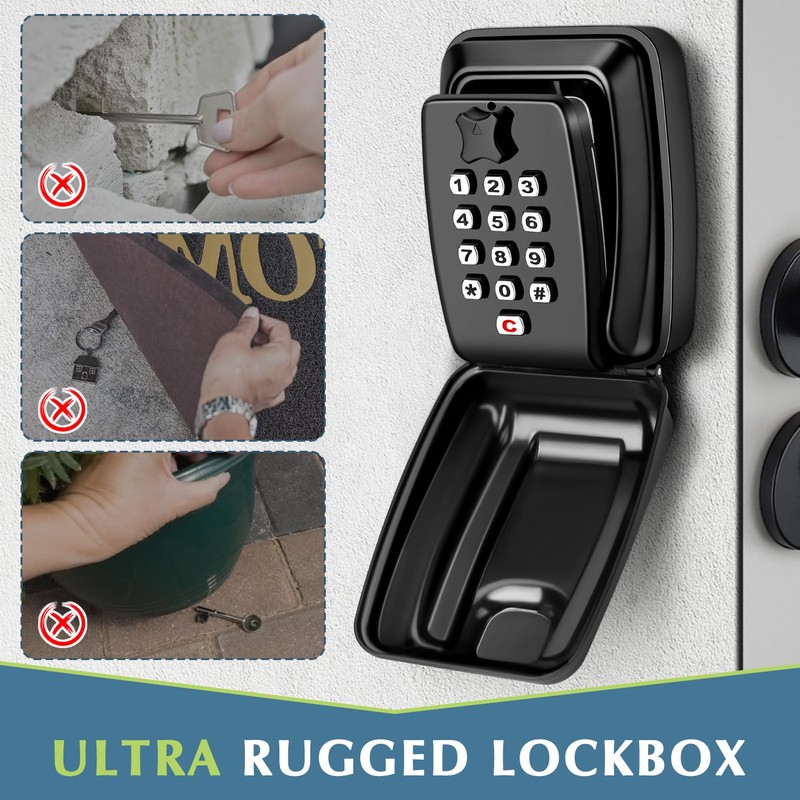 Key Safe Wall Mounted, Large Key Lockable Box Outdoor with