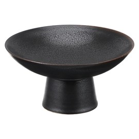 PRETYZOOM Black Ceramic Fruit Bowl, 4.9'' Round Pedestal Bowl Food Display Plate, for Fruit, Candy, Entryway Key Dish