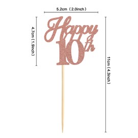 Ercadio - Paquete de 24 adornos para magdalenas, 10 piezas de decoración de magdalenas, 10 piezas de regalo para cumpleaños, boda, aniversario, fiesta, decoración de pasteles