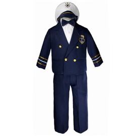 Unotux Baby Boys Toddler Navy Captain Sailor Suits Formal Party Hat Outfits S-7 (M:(6-12 Months))