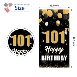 RoadSea Happy 101st Birthday Door Banner - 101st Birthday Party Door Cover - 101 Years Old Birthday Door Porch - Elderly People 10th Birthday Photography Background Door Decorations (101st)