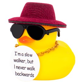 wonuu Encouragement Support Rubber Duck Car Dashboard Decorations, Funny Thinking Positive Duck with Card Creative Duck Car Ornament for Cute Car Accessories, Wine red