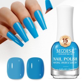 MIZHSE Regular Nail Polish: Bright Blue Quick Dry Nail Polish Air Dry Fast, 15ml/0.5 fl oz Regular Water-based Nail Lacquer Non-Gel Full Coverage High Glossy Manicure DIY Nail Art Salon Ideal Gift