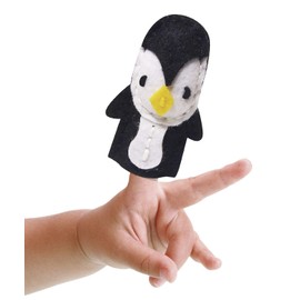 MAMMUT 164006 Sewing Kit Finger Puppet, Animal, Penguin, Complete Set with Pre-Cut Felt Fabrics, Filling Wadding, Yarn, Darning Needle and Instructions, Craft Set for Children from 5 Years