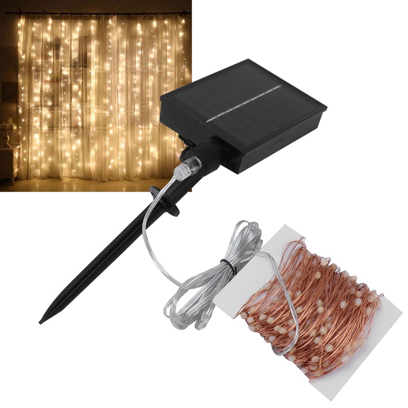 22m String Lights Solar Copper Wire 200LEDs Remote Control Lamp