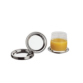 APS Untersetzer Set (6 Stück) aus hochwertigem Edelstahl poliert, Ø 10 cm, schwere Ausführung, Rand eingerollt, hochglanzpolierte Glasuntersetzer, rund