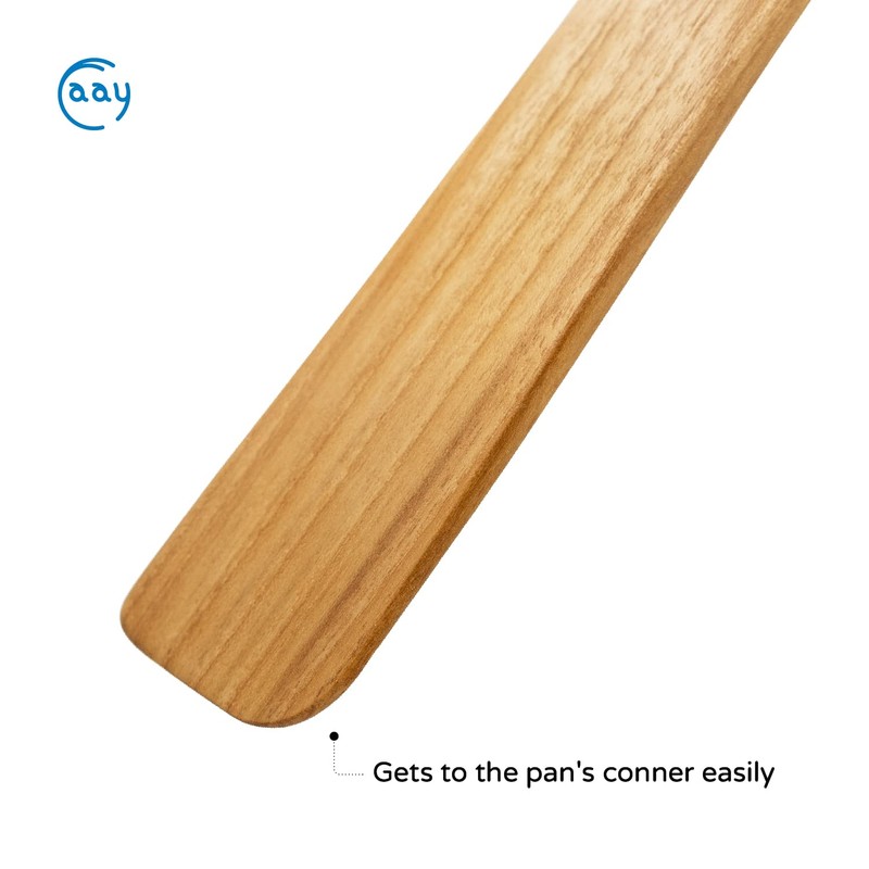 FAAY 13" Flat Wooden Spatula for Cast Iron, Egg Flipper,