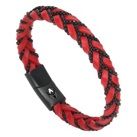 SHIEAGLELD Men's Bracelet, Handwoven Multilayer Leather Bracelet for Men, Men's Stainless Steel Bracelet, Great Gift Idea for Men, Stainless Steel