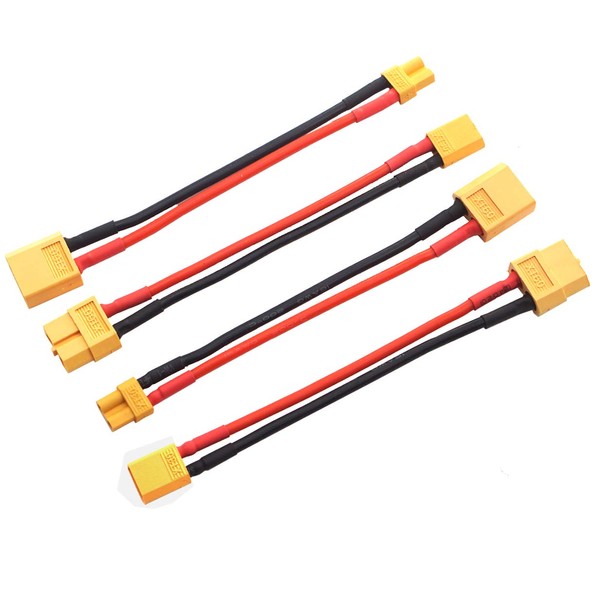 Vgoohobby 2Pairs XT30 Connector to XT60 Plug Female Male Adapter with 10cm 16AWG Silicone Cable Wire for RC FPV Drone Car Lipo NiMH Battery Charger ESC