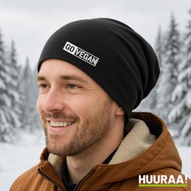 Huuraa Beanie Go Vegan Modern Gift Go Vegan Gift Idea, black, Unit size