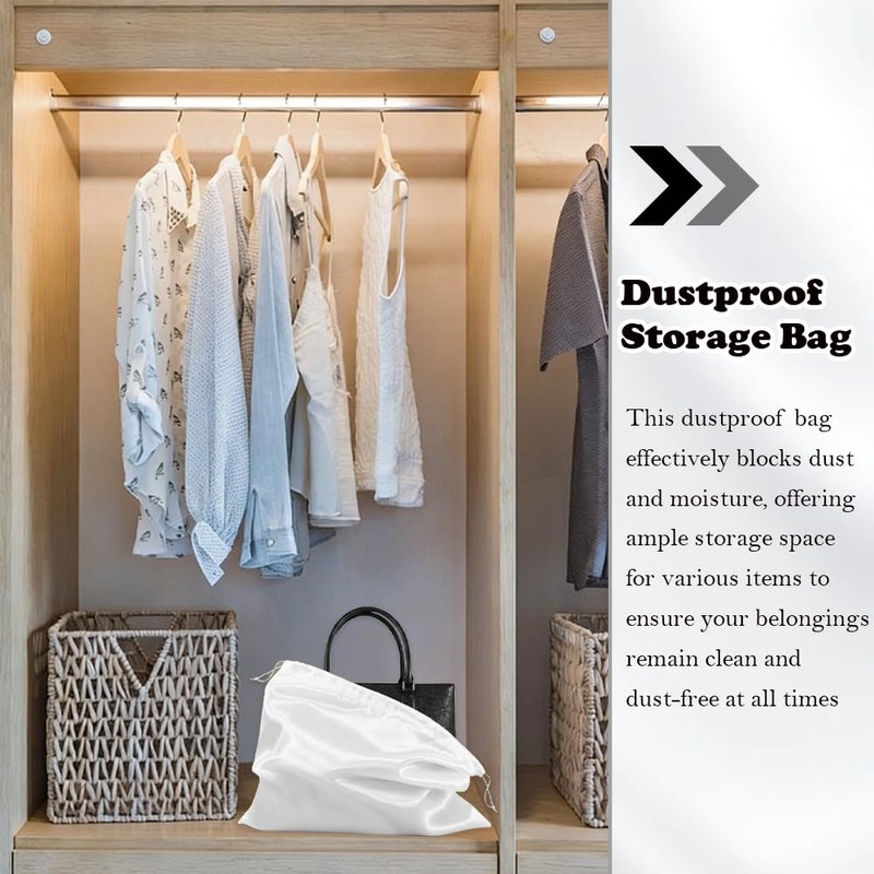 2 PCS 50×40cm Dust Bags for Handbags White Black Purse